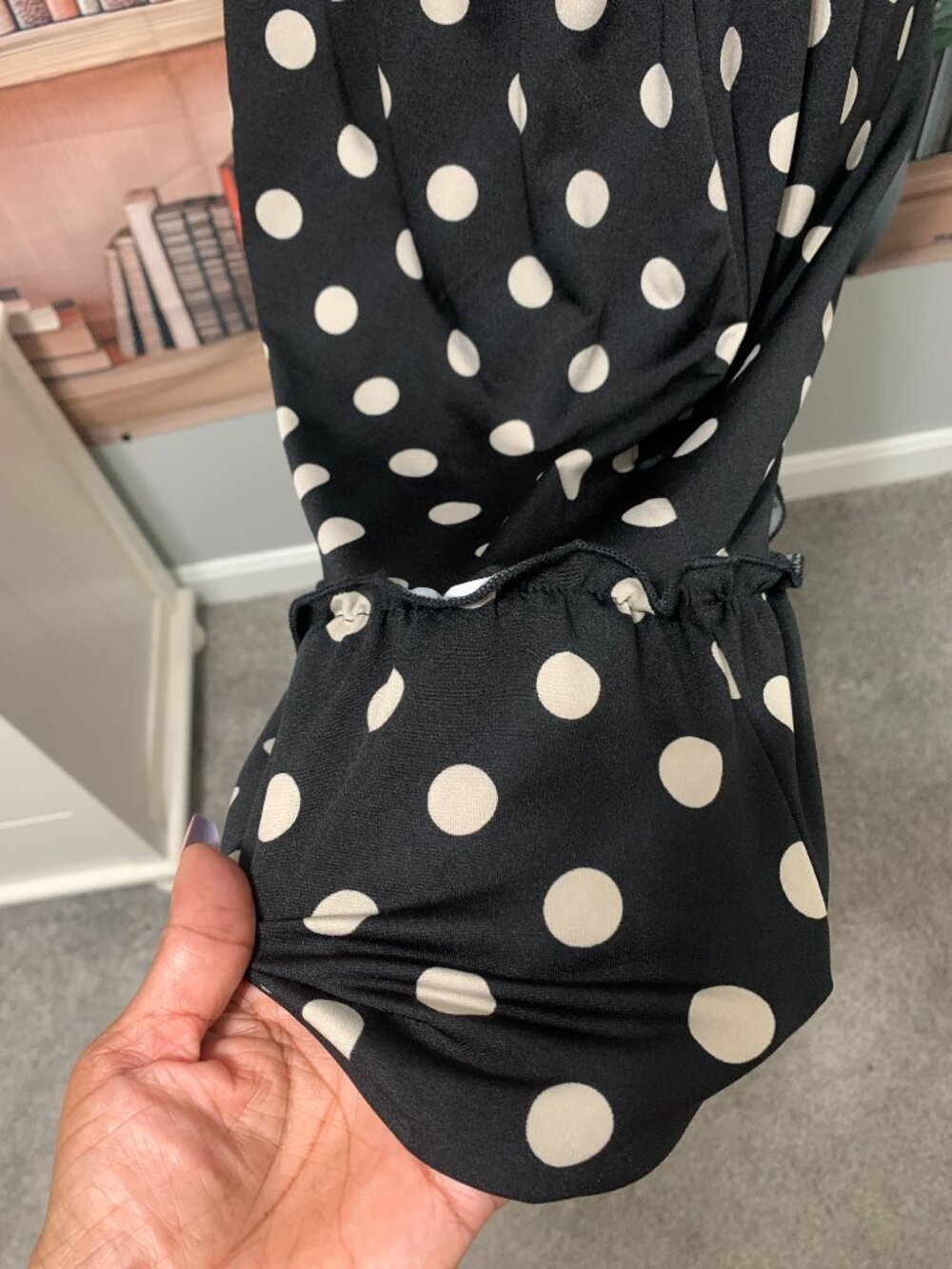 Black Sleeveless Dress with Tan Dots - Picture 4 of 7